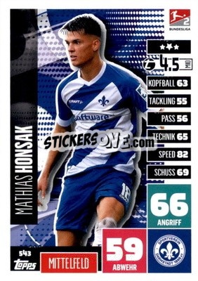 Figurina Mathias Honsak - German Fussball Bundesliga 2020-2021. Match Attax Extra - Panini