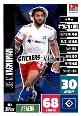 Sticker Josha Vagnoman - German Fussball Bundesliga 2020-2021. Match Attax Extra - Panini
