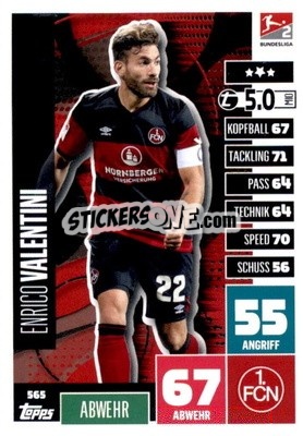 Figurina Enrico Valentini - German Fussball Bundesliga 2020-2021. Match Attax Extra - Panini