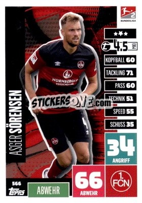 Sticker Asger Sörensen - German Fussball Bundesliga 2020-2021. Match Attax Extra - Panini