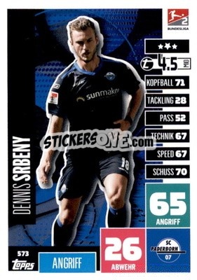 Sticker Dennis Srbeny - German Fussball Bundesliga 2020-2021. Match Attax Extra - Panini