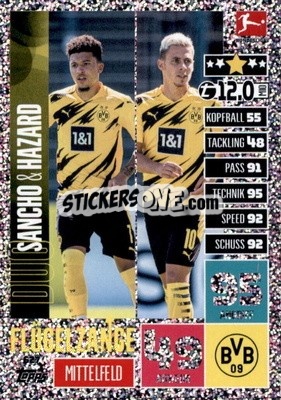 Sticker Sancho / Hazard - German Fussball Bundesliga 2020-2021. Match Attax Extra - Panini