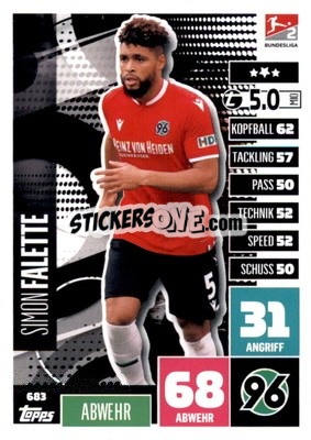 Sticker Simon Falette - German Fussball Bundesliga 2020-2021. Match Attax Extra - Panini