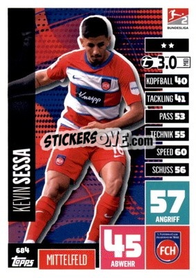 Cromo Kevin Sessa - German Fussball Bundesliga 2020-2021. Match Attax Extra - Panini