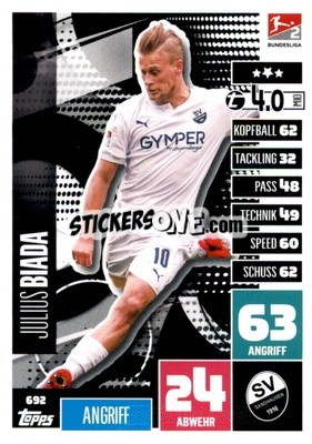 Sticker Julius Biada - German Fussball Bundesliga 2020-2021. Match Attax Extra - Panini