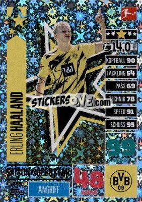 Sticker Erling Haaland - German Fussball Bundesliga 2020-2021. Match Attax Extra - Panini