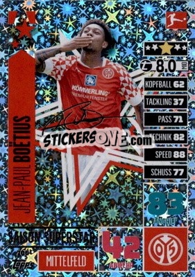 Figurina Jean-Paul Boëtius - German Fussball Bundesliga 2020-2021. Match Attax Extra - Panini