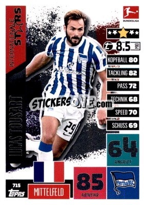 Sticker Lucas Tousart - German Fussball Bundesliga 2020-2021. Match Attax Extra - Panini