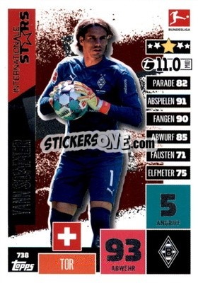 Sticker Yann Sommer - German Fussball Bundesliga 2020-2021. Match Attax Extra - Panini