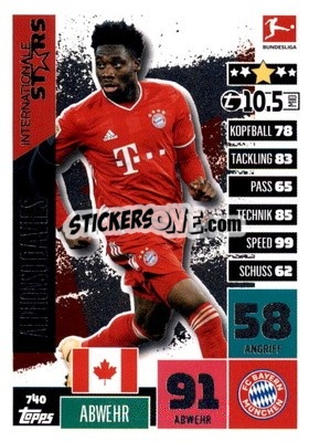 Sticker Alphonso Davies - German Fussball Bundesliga 2020-2021. Match Attax Extra - Panini