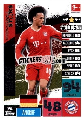 Sticker Leroy Sané - German Fussball Bundesliga 2020-2021. Match Attax Extra - Panini