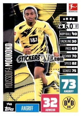 Sticker Youssoufa Moukoko - German Fussball Bundesliga 2020-2021. Match Attax Extra - Panini