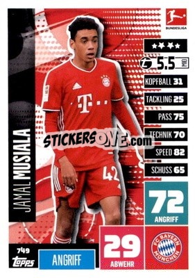 Sticker Jamal Musiala - German Fussball Bundesliga 2020-2021. Match Attax Extra - Panini