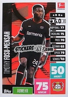 Cromo Timothy Fosu-Mensah - German Fussball Bundesliga 2020-2021. Match Attax Extra - Panini