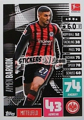 Sticker Aymen Barkok - German Fussball Bundesliga 2020-2021. Match Attax Extra - Panini