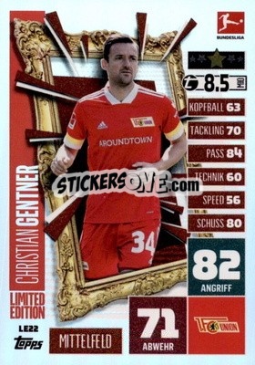 Figurina Christian Gentner - German Fussball Bundesliga 2020-2021. Match Attax Extra - Panini