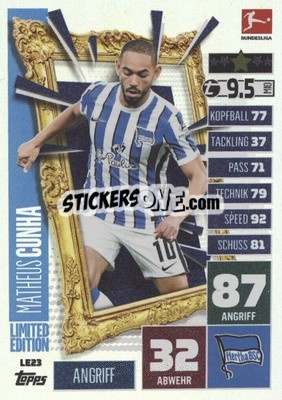 Cromo Matheus Cunha - German Fussball Bundesliga 2020-2021. Match Attax Extra - Panini