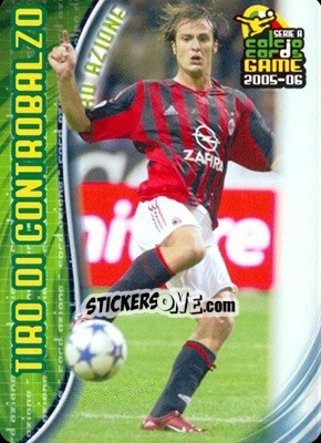 Sticker Alberto Gilardino - Tiro di controbalzo - Serie A 2005-2006. Calcio cards game n. 241 - Panini