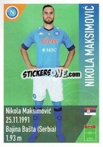 Figurina Maksimovic - SSC Napoli 2020-2021 - Erredi Galata Edizioni