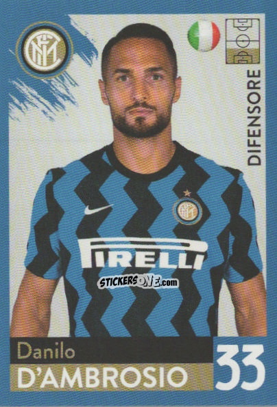 Cromo Danilo D'Ambrosio - F.c. Inter 2020-2021 n. 17 - Euro Publishing