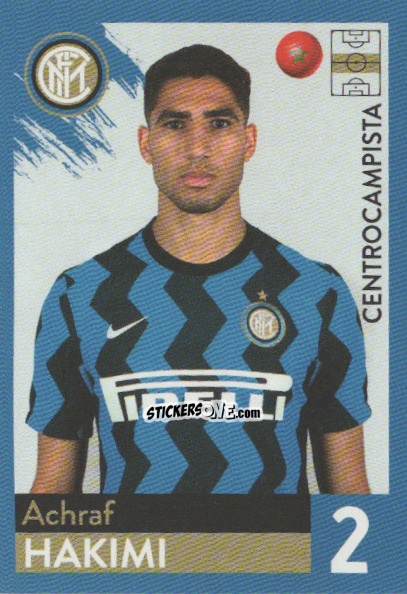 Cromo Achraf Hakimi - F.c. Inter 2020-2021 n. 21 - Euro Publishing