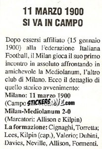 Sticker 11.III.1900 Si Va in Campo - Milan Nella Storia Dal 1899 Al 1930 - Masters Edizioni