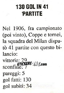 Figurina 130 Gol in 41 Partite - Milan Nella Storia Dal 1899 Al 1930 - Masters Edizioni