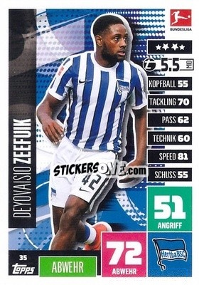 Figurina Deyovaisio Zeefuik - German Football Bundesliga 2020-2021. Match Attax - Topps