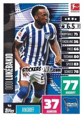 Figurina Dodi Lukebakio - German Football Bundesliga 2020-2021. Match Attax - Topps