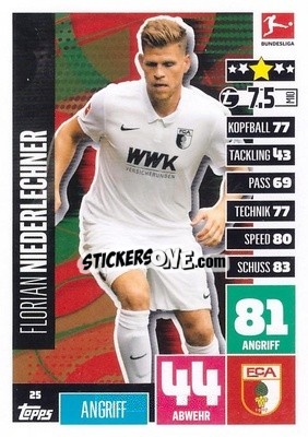 Cromo Florian Niederlechner - German Football Bundesliga 2020-2021. Match Attax - Topps