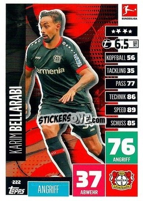Sticker Karim Bellarabi - German Football Bundesliga 2020-2021. Match Attax - Topps