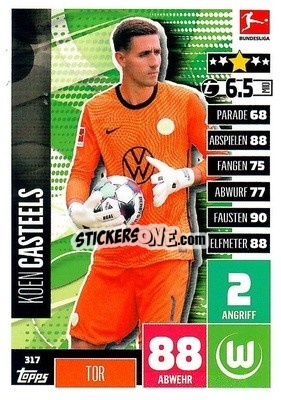 Sticker Koen Casteels - German Football Bundesliga 2020-2021. Match Attax - Topps