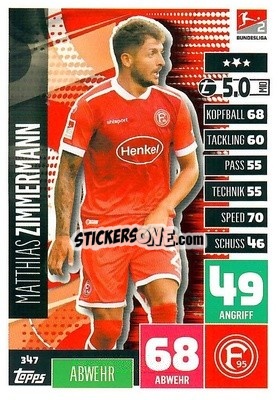 Figurina Matthias Zimmermann - German Football Bundesliga 2020-2021. Match Attax - Topps