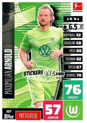 Cromo Maximilian Arnold - German Football Bundesliga 2020-2021. Match Attax - Topps