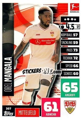 Sticker Orel Mangala - German Football Bundesliga 2020-2021. Match Attax - Topps