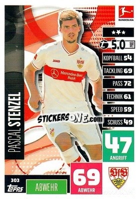 Cromo Pascal Stenzel - German Football Bundesliga 2020-2021. Match Attax - Topps