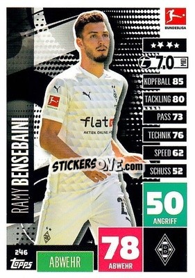 Sticker Ramy Bensebaini - German Football Bundesliga 2020-2021. Match Attax - Topps