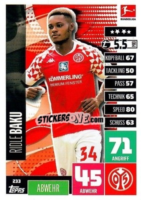 Cromo Ridle Baku - German Football Bundesliga 2020-2021. Match Attax - Topps