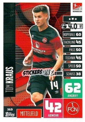 Sticker Tom Kraus - German Football Bundesliga 2020-2021. Match Attax - Topps