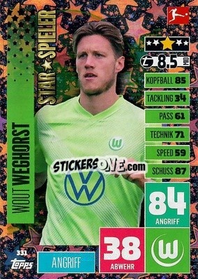 Sticker Wout Weghorst - German Football Bundesliga 2020-2021. Match Attax - Topps