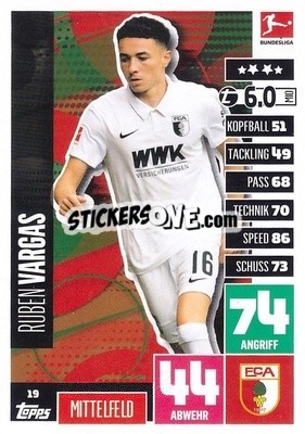 Sticker Ruben Vargas - German Football Bundesliga 2020-2021. Match Attax - Topps