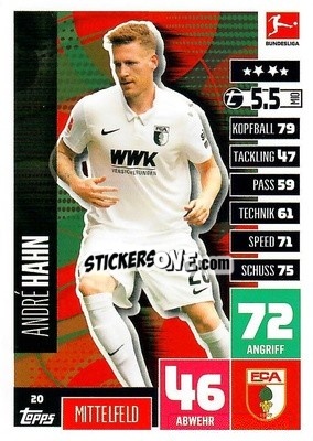 Sticker Andre Hahn - German Football Bundesliga 2020-2021. Match Attax - Topps