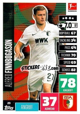 Sticker Alfred Finnbogason - German Football Bundesliga 2020-2021. Match Attax - Topps