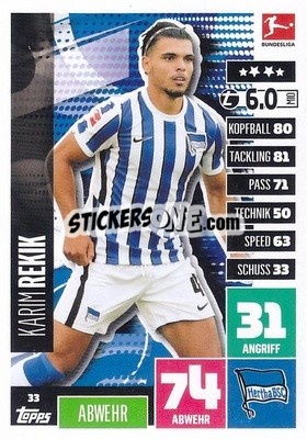 Cromo Karim Rekik - German Football Bundesliga 2020-2021. Match Attax - Topps