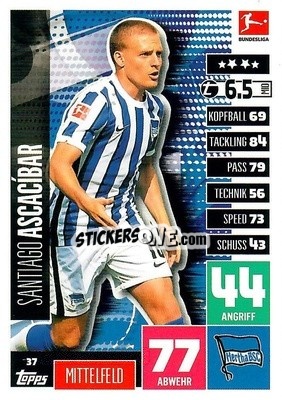 Figurina Santiago Ascaibar - German Football Bundesliga 2020-2021. Match Attax - Topps