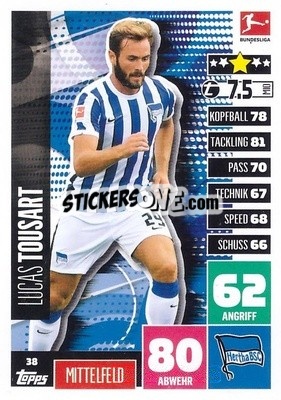 Cromo Lucas Tousart - German Football Bundesliga 2020-2021. Match Attax - Topps