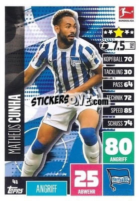 Sticker Matheus Cunha - German Football Bundesliga 2020-2021. Match Attax - Topps