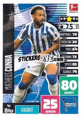 Figurina Matheus Cunha - German Football Bundesliga 2020-2021. Match Attax - Topps