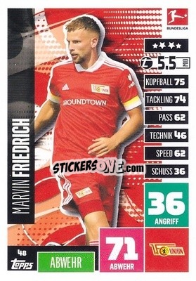 Sticker Marvin Friedrich - German Football Bundesliga 2020-2021. Match Attax - Topps