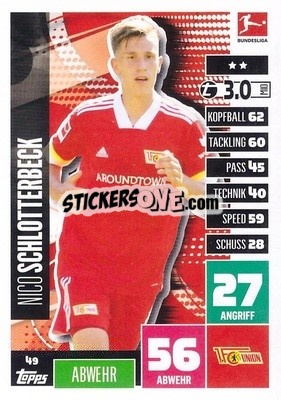 Sticker Nico Schlotterbeck - German Football Bundesliga 2020-2021. Match Attax - Topps